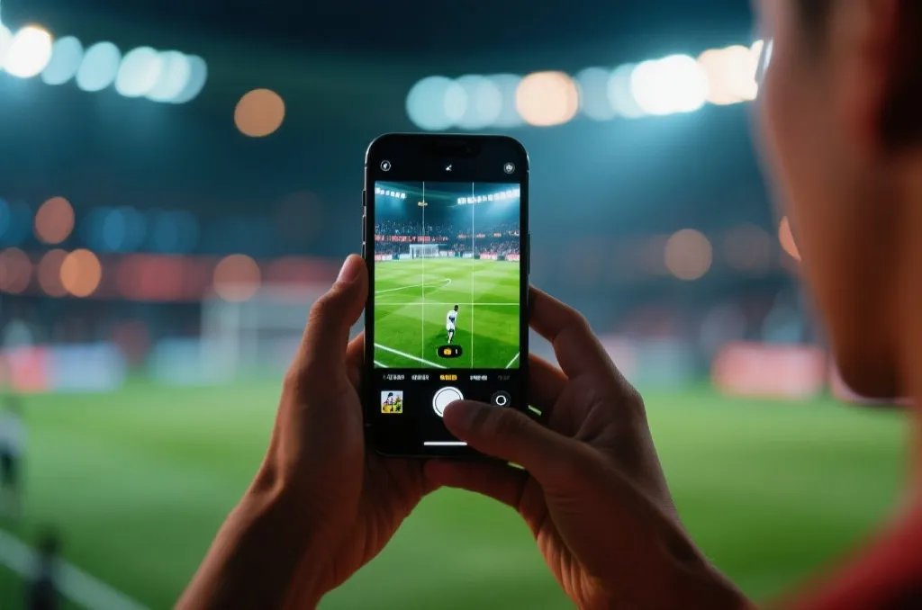A person watching live sports on a smartphone